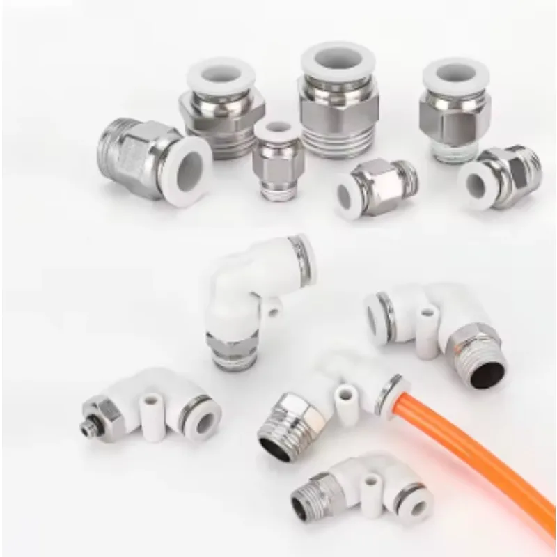 Industria White Air Hose Quick Coupling Fittings PC/PCF/PL Tube Connector 4mm-10mm Hose & 1/8