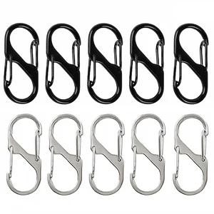 10pcs, Metal Lock Clip Keychain, S Shaped Alloy Hanging Buckle For Outdoor Camping Hiking Travel