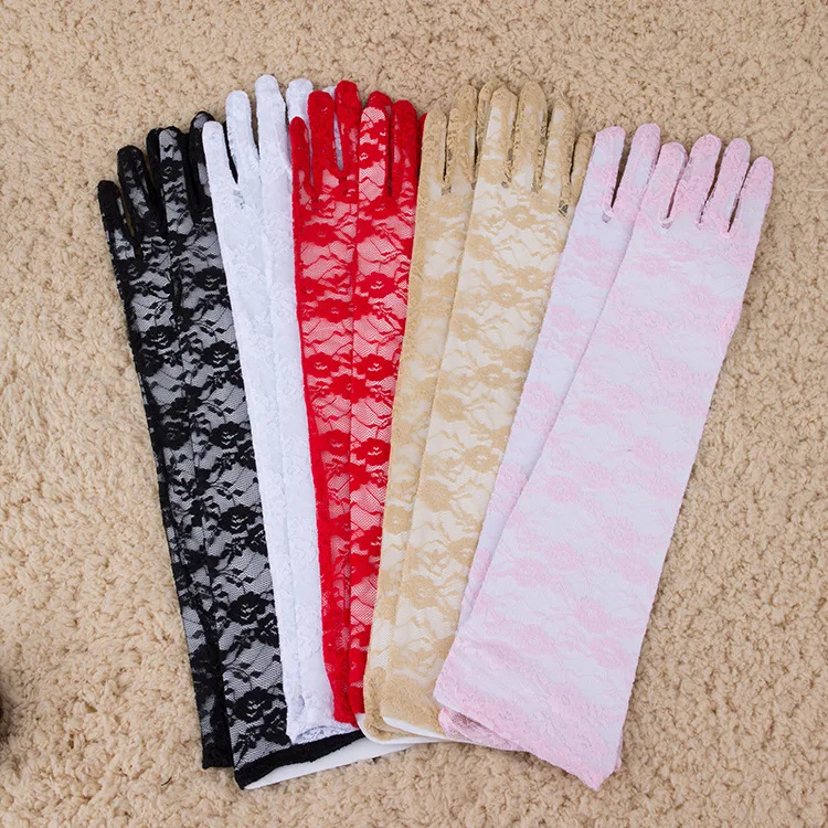 10 Pairs Wholesale Women's Sexy Long Lace Gloves Girls Sunscreen Cosplay Dancing Performance Party Driving Gloves 53cm R143