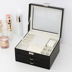 Large Capacity Multi-Layer Jewelry Box Earrings Ring Necklace Pendant Bracelet Storage Case Jewelry Organizer Watch Storage