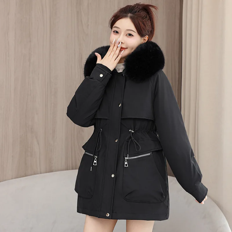 PinkyIsBlack New Thick Women's Winter Parkas Jacket Down Cotton Casual Long Coat Removable Liner Warm Hooded Parkas Outwear