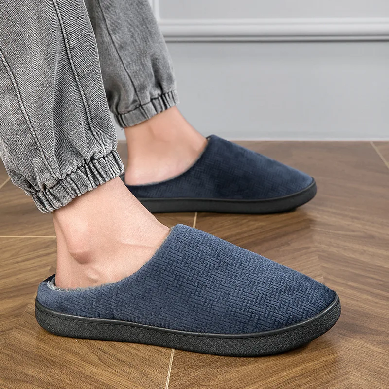 

Мужские и женские хлопковые тапочки больших размеров, зимние домашние хлопковые тапочки на мягкой подошве, нескользящие теплые хлопковые тапочки