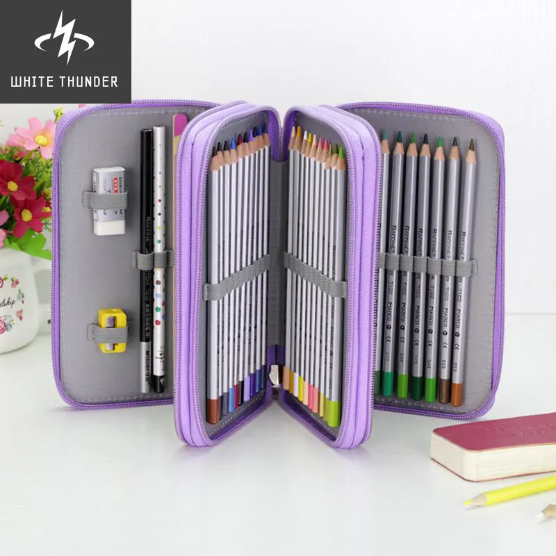 36/48/72 Holes Oxford School Pencil Case Creative Large Capacity Drawing Pen Bag Box Kids Multifunction Stationery Pouch Supply