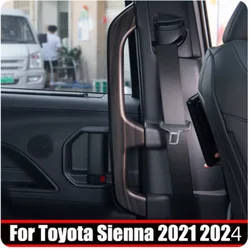 For Toyota Sienna 2021 -2024 Car Inner Rear Door Armrest Trim Covers ABS Plastic Decoration Accessories Frame Stickers 4Pcs