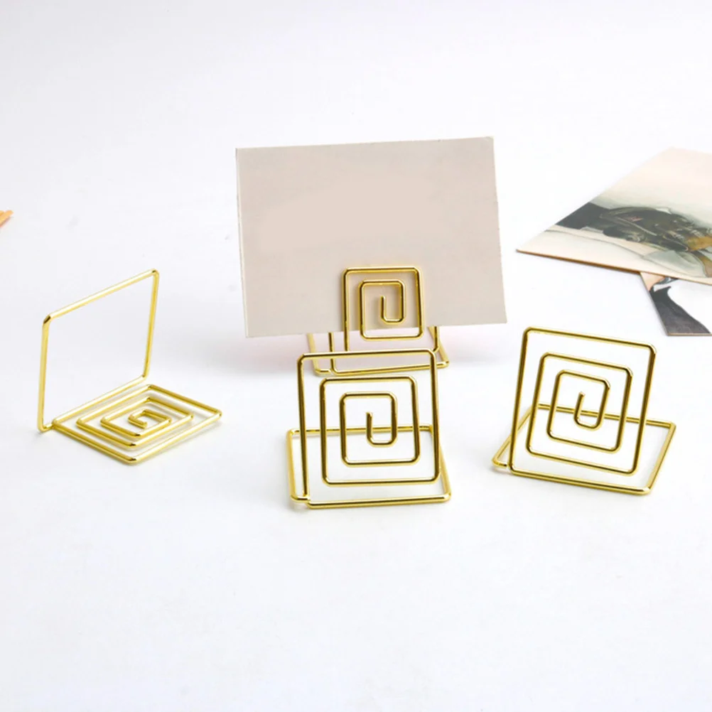

12Pcs Metal Square Note Holders Memo Clips Photo Stands Wedding Seat Card Organizer Desktop Clip Golden Decoration