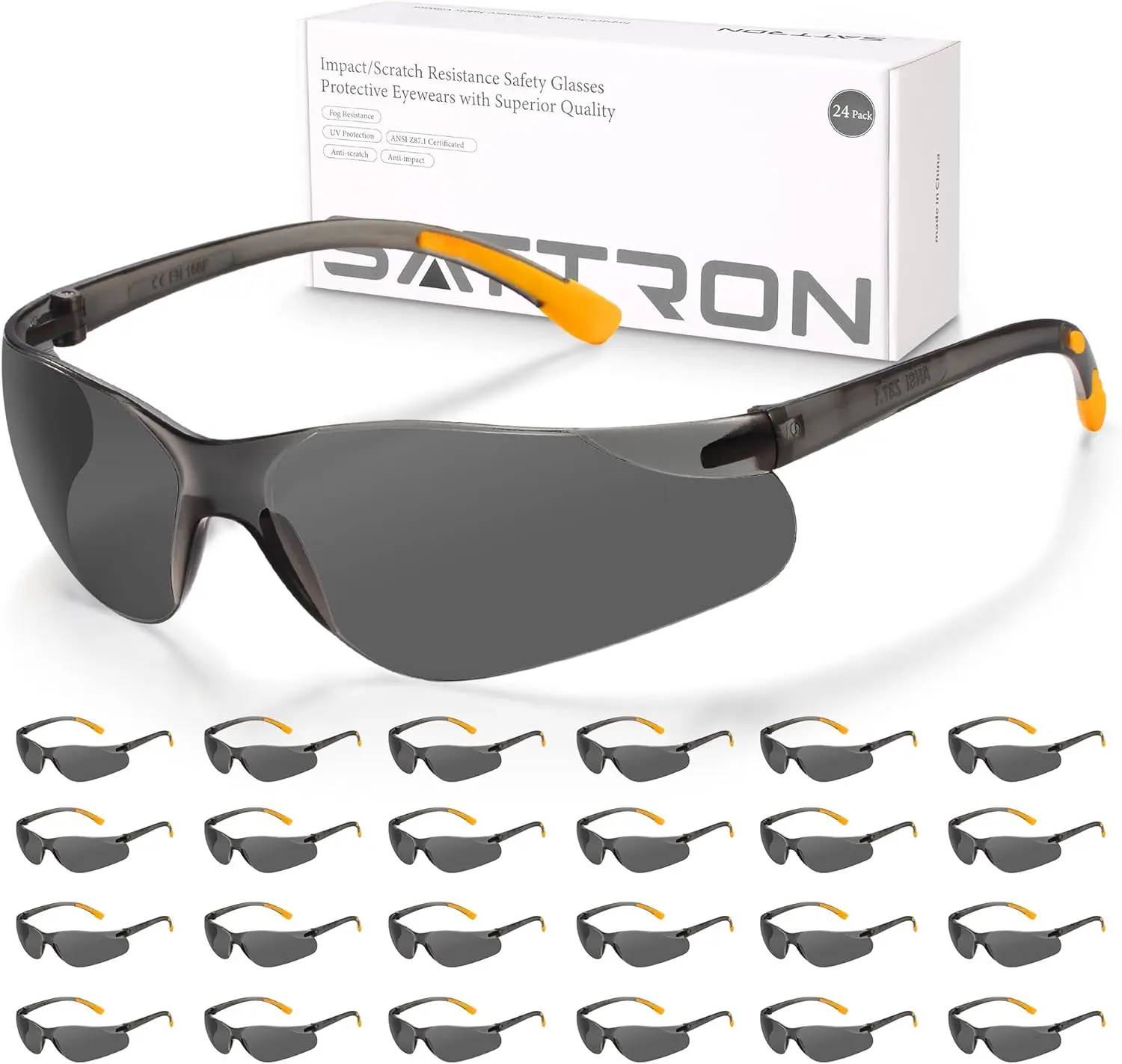

Tinted Safety Glasses Bulk 24 Pack, UV Protective Sunglasses for Men Women, Scratch & Impact Resistant Eye Protection for