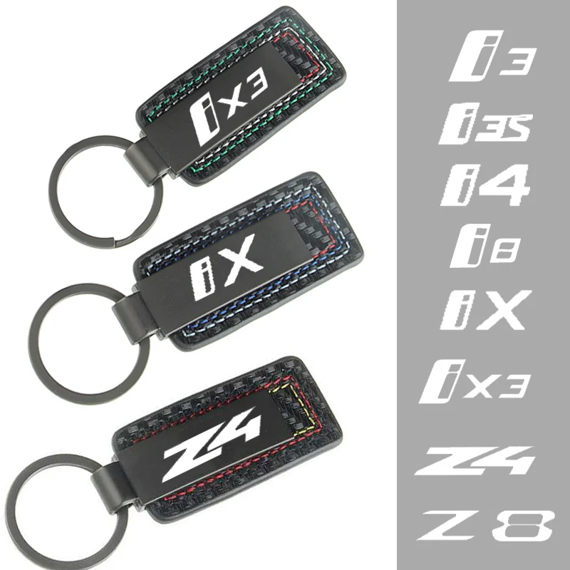 LLavero de aleación de cuero para coche, hebilla de cuerda para BMW Z8 Z4 IX3 I8 IX I4 I35 I3 Logo E83 E93 F25 G20 G21, regalos de cadena