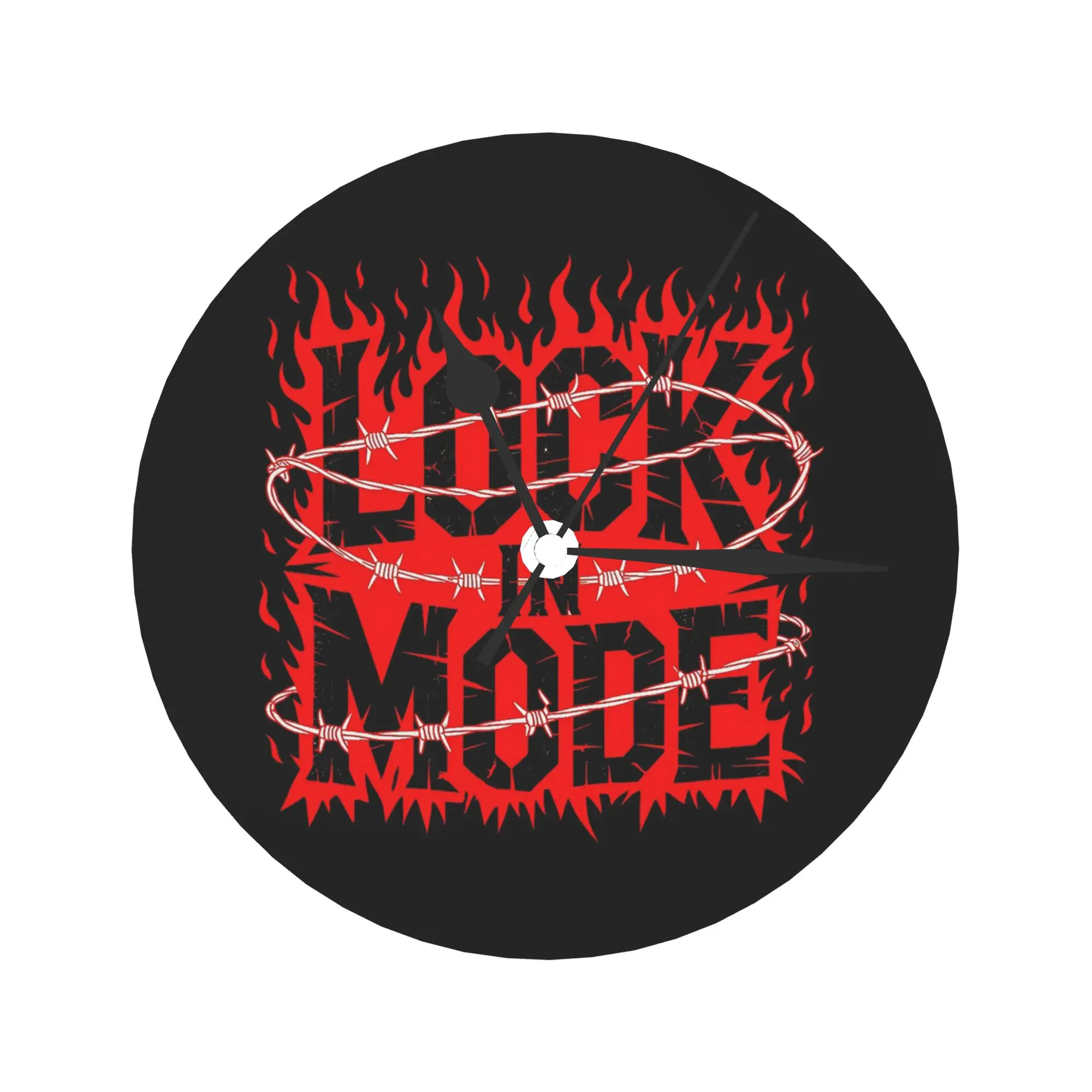 Lock In Mode Gothic Flames Barbed Wire Design Wall Clock Room Decoration Silent Round Clock for Bedroom Living Kitchen Home