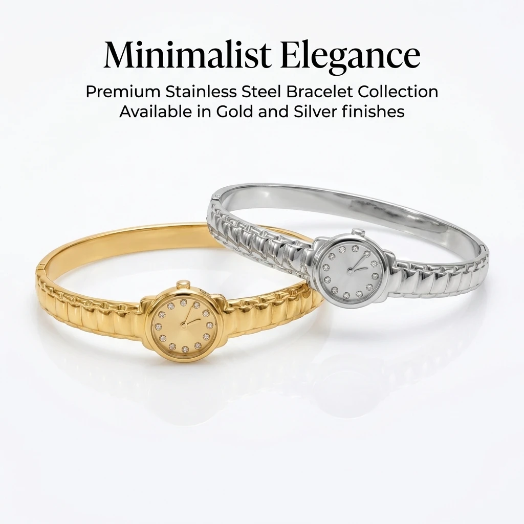 Goldfarbenes Snap-on-Uhrenarmband, Edelstahl-Zirkon-Armband für Damen, Modeschmuck-Geschenk 60mm