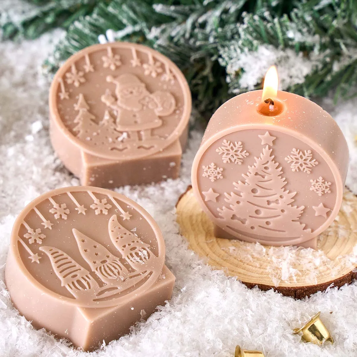 Weihnachtskugel Silikon Kerzenform DIY Relief Weihnachtsmann Elch Handwerk Formen Gips Harz Herstellung Zuhause Weihnachtsdekoration Kunst Geschenke