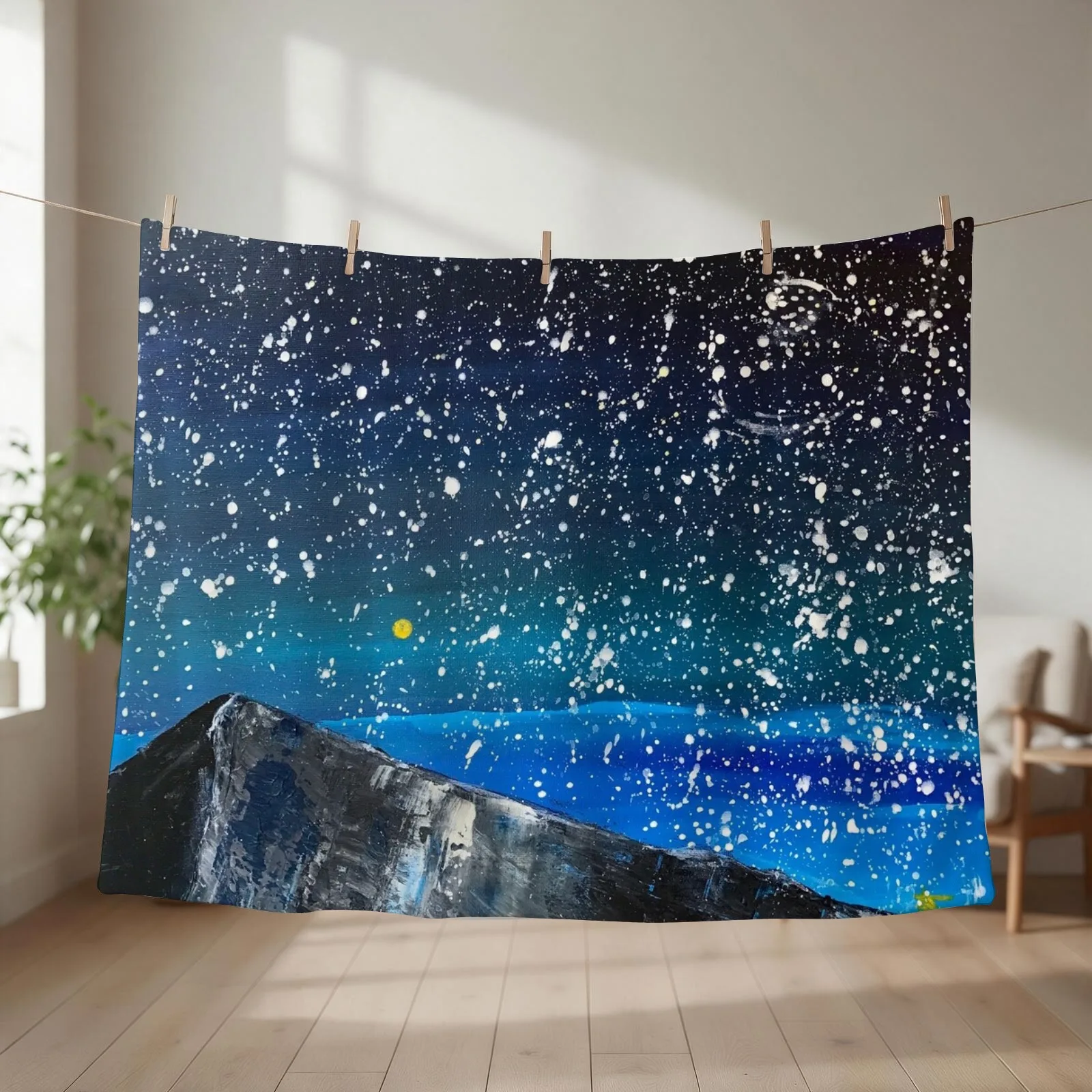 New Moon Rising as an orange dot in the Great Sand Dunes National Park, USA travel Throw Blanket