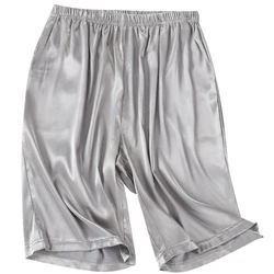 Short de pyjama en satin pour hommes, vêtements de nuit confortables, boxers courts, bas de sommeil, maison, solide, été