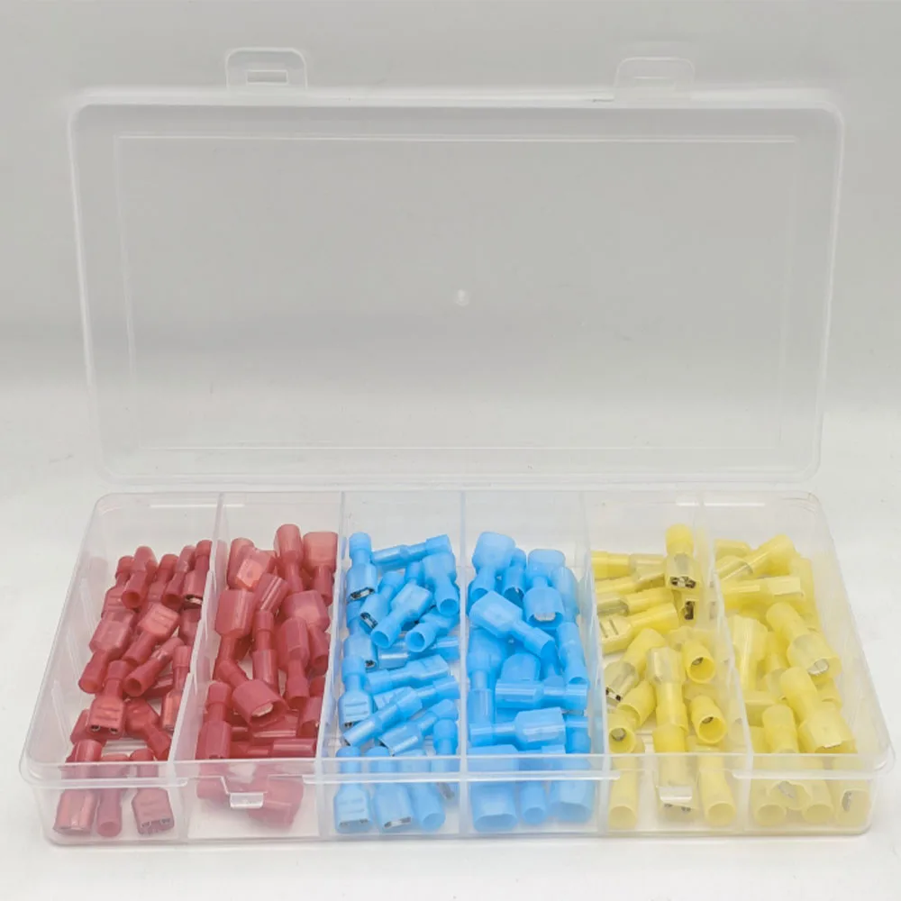 110 Pieces Spade Connectors Nylon Male And Female Wire Connectors Insulated Crimp Terminal Connectors Kit For Household Cables