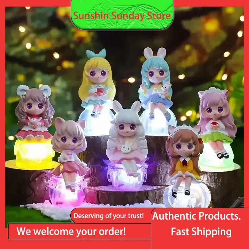 

Фигурка девушки в глухой коробке со светящейся маленькой лампой для девочек в полусладком стиле, подарок на день рождения для девочек