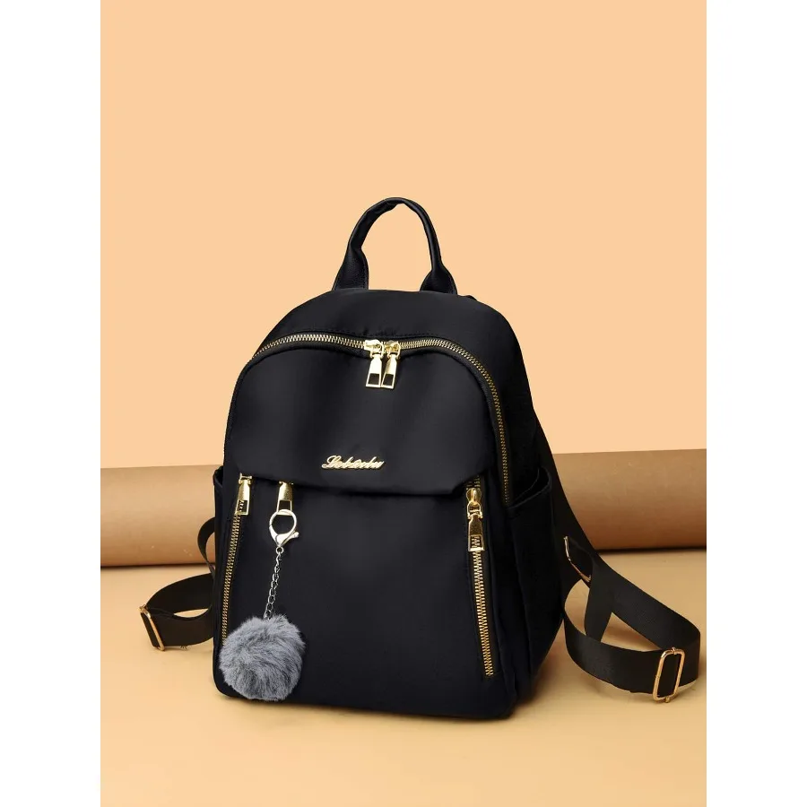 

Lightweight, Business Casual Waterproof, Lightweight Letter Graphic Backpack With Bag Charm School Bag For Graduate, Teen Girls