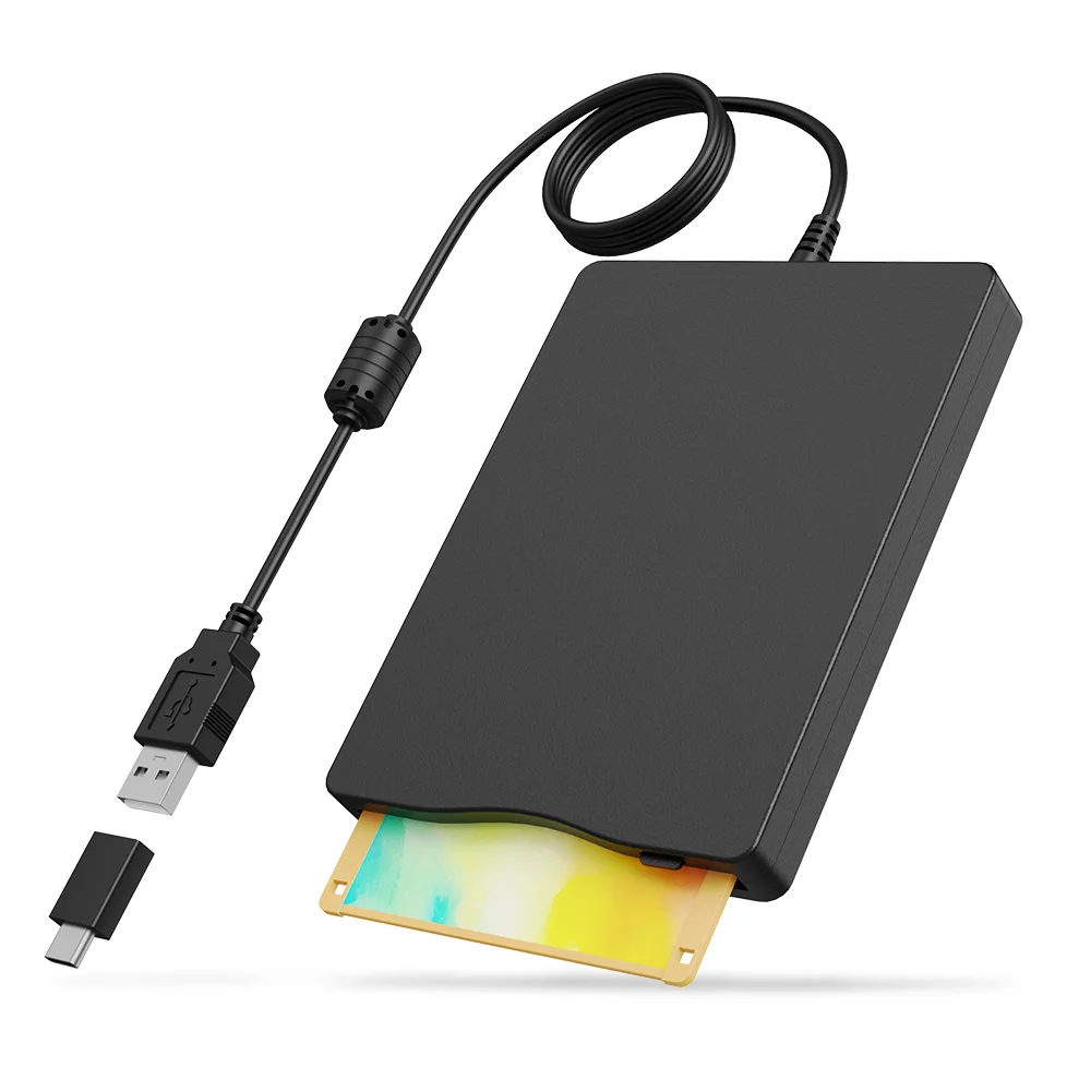 Floppy Disk Reader, 3.5 Inch 1.44MB USB Type A/C External Floppy Disk Drive For PC, Laptop And Desktop Compatible With Windows