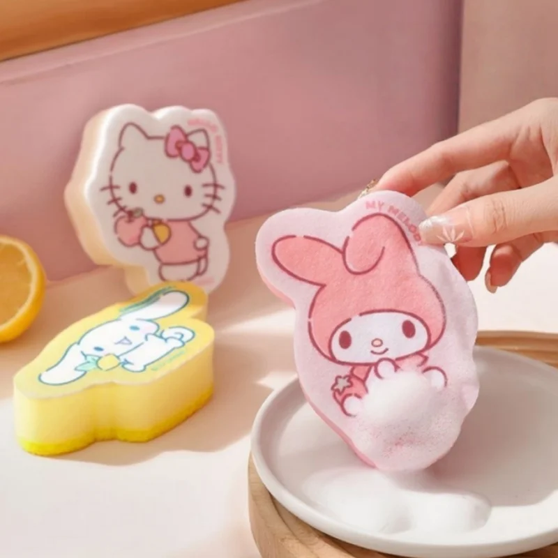 

Hello Kitty Dishwashing Sponge Kitchen Cleaning Tool Water Absorption Non-Falling off Brush Pot Cleaning Utility Girls for Gifts