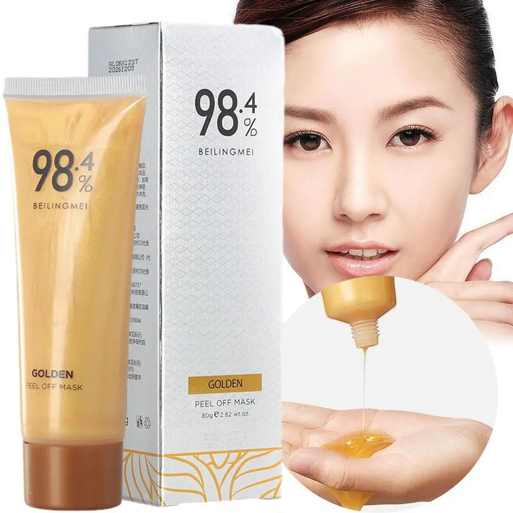 98.4% 24k Gold Foil Peel-Off Mask Gold Foil Peel-Off Masque Firming Facial Mask For Rough Large Pores For Women Facial Care