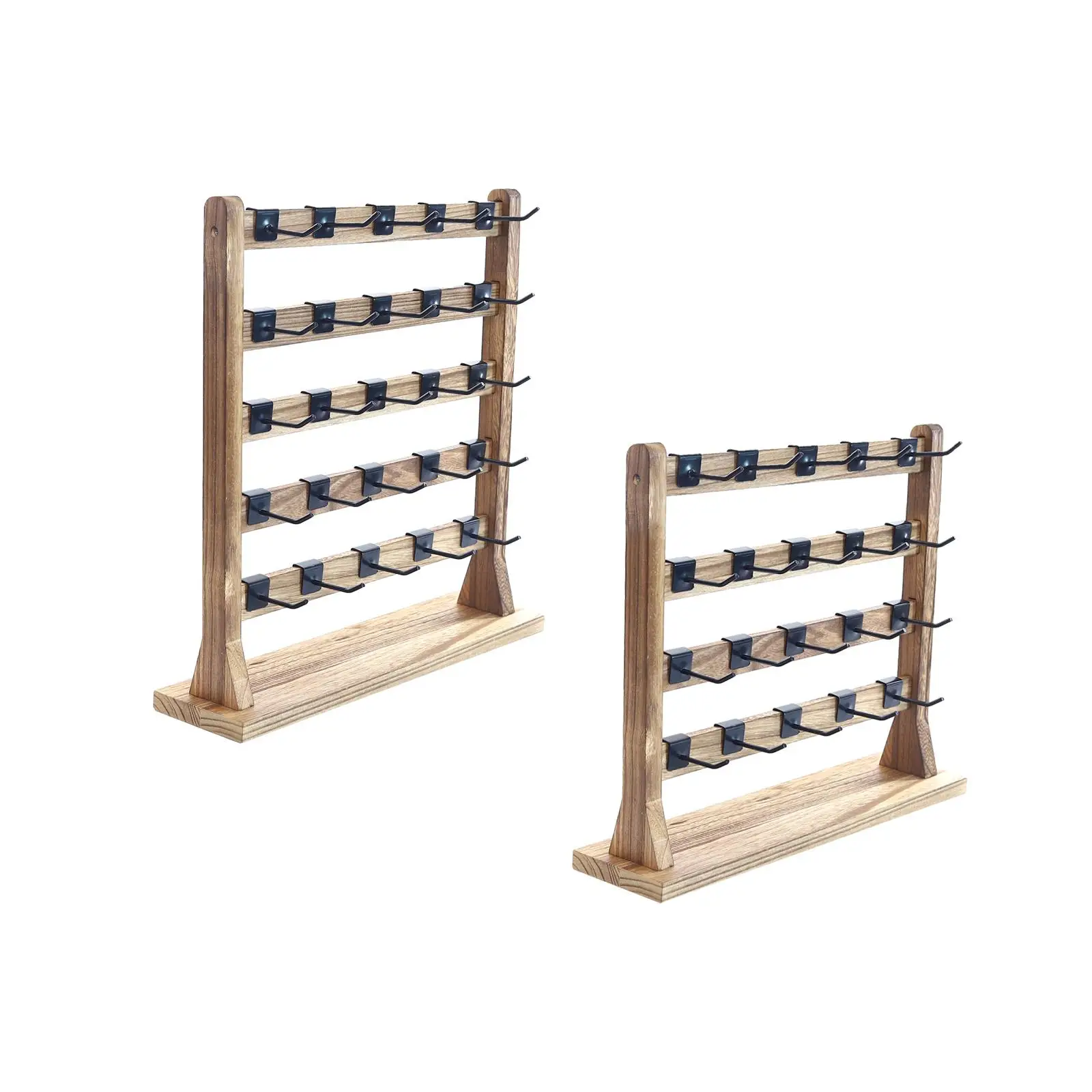 

Wooden Earrings Display Stand Removable Hooks Jewelry Display Rack for Earring Cards Bracelets Hanging Keychains Bedroom