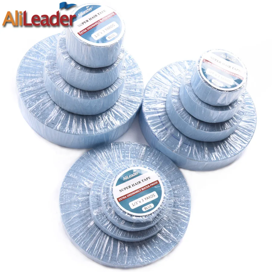 Alileader 1 Roll 3Yard 12 Yard 36 Yard Blue Double Sided Adhesives Tape For Hair Extensions Wig Toupee And Hair Pieces 1/3