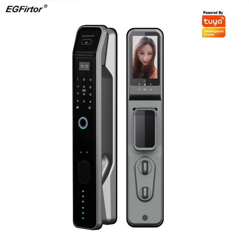 3D Face Recognition Fingerprint Electronic Door Lock 13 Multi-country Language Tuya APP Remote Control Home Security Lock