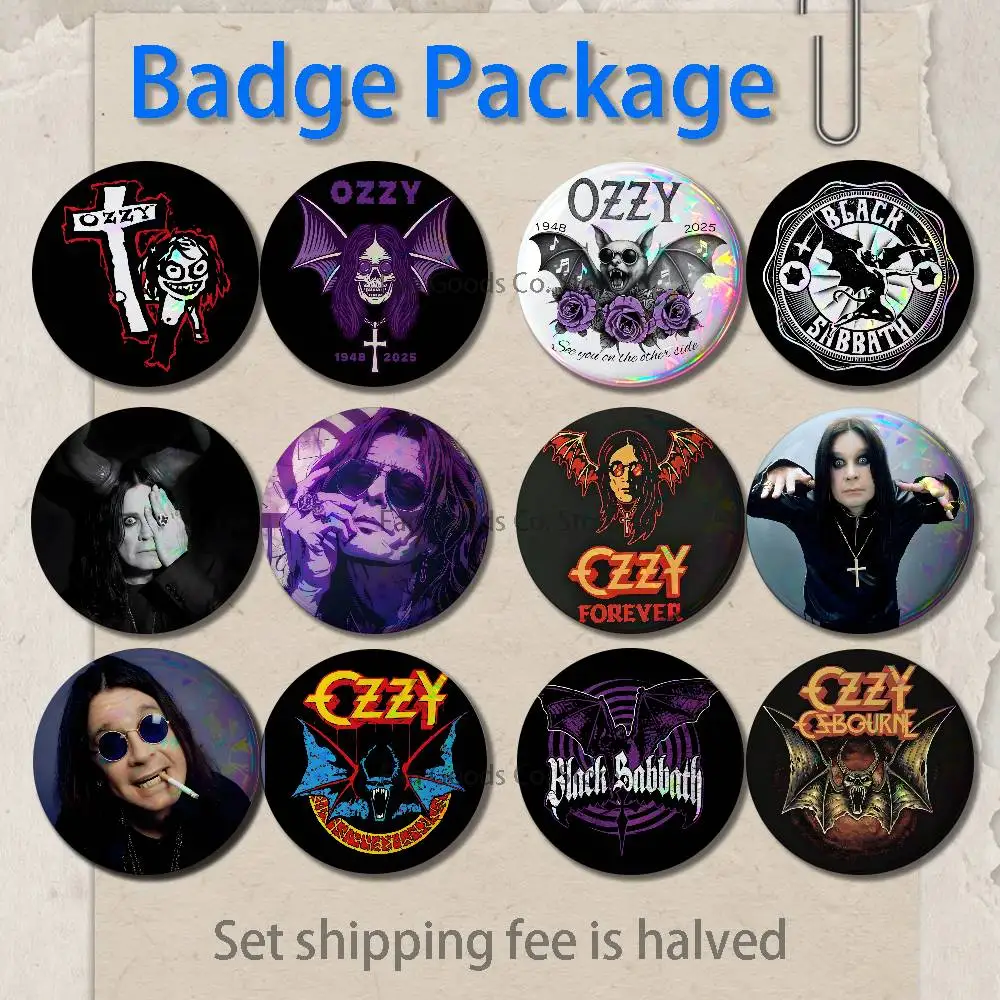 

B-Black S-Sabbath Ozzy Brooches for Backpack Accessories 25,32,44,58,75mm Round Enamel Pins 2-piece set Cartoon Anime Badge