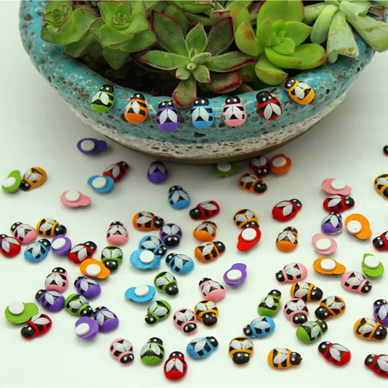 100 Stück/Beutel Holz-Marienkäfer-Aufkleber für Kinder, Bemalte Selbstklebende DIY-Basteldekoration für Zuhause, Party und Feiertage E – Detail 10