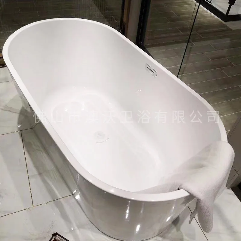 Baignoire ovale en acrylique pour hôtel, projet B&B, baignoire autoportante pour adultes, baignoire colorée pour salon de beauté