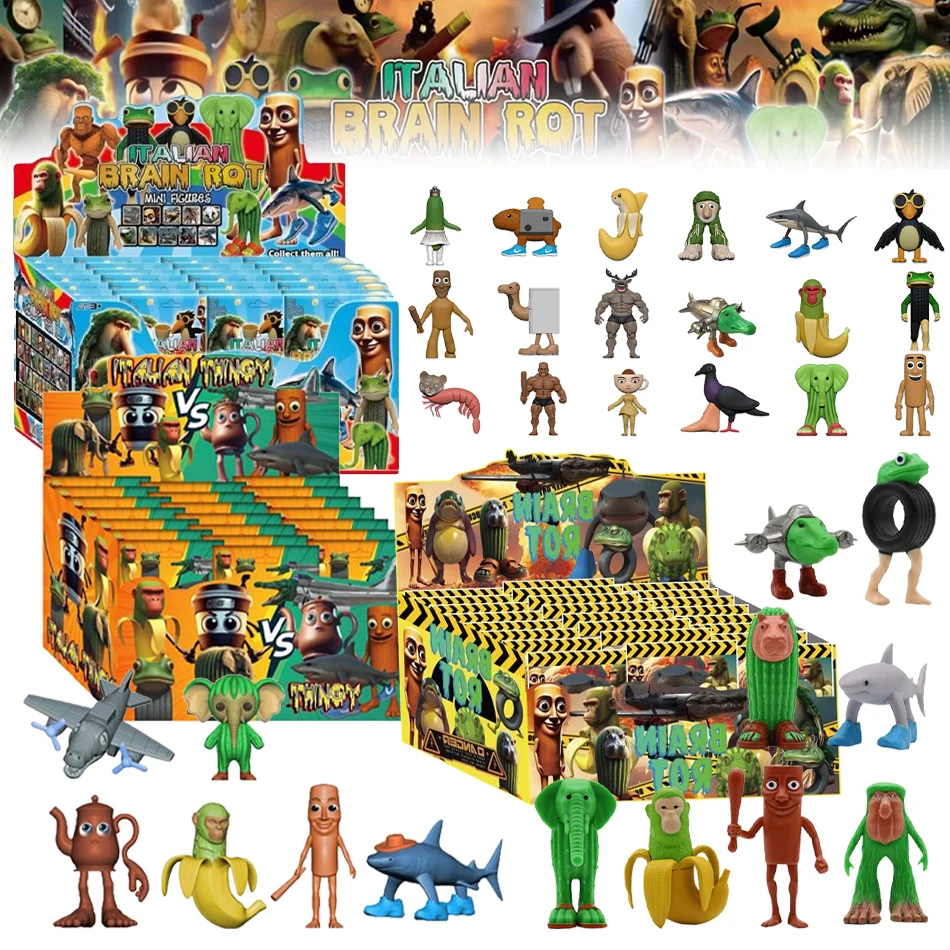 

Italian Brainrot Tung Sahur Figure Toy Tralalero Tralala Figure Bombardino Crocodilo Shimpanzini Bananini Model Decor Blind boxs