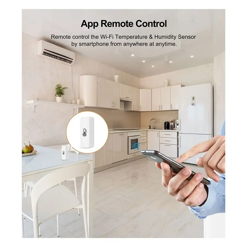 QWE-Indoor Humidity Sensor 4Pcs Tuya Wifi Smart Temperature Humidity Sensor APP Monitoring For Alexa Google Home Assistant