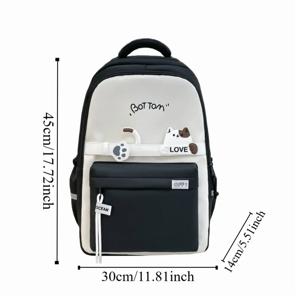 Wasserdichter Schulrucksack für Studenten, Nylon, mehrere Taschen, niedliche Katze, Schultasche, großes Fassungsvermögen, Aufbewahrung von Schreibwaren