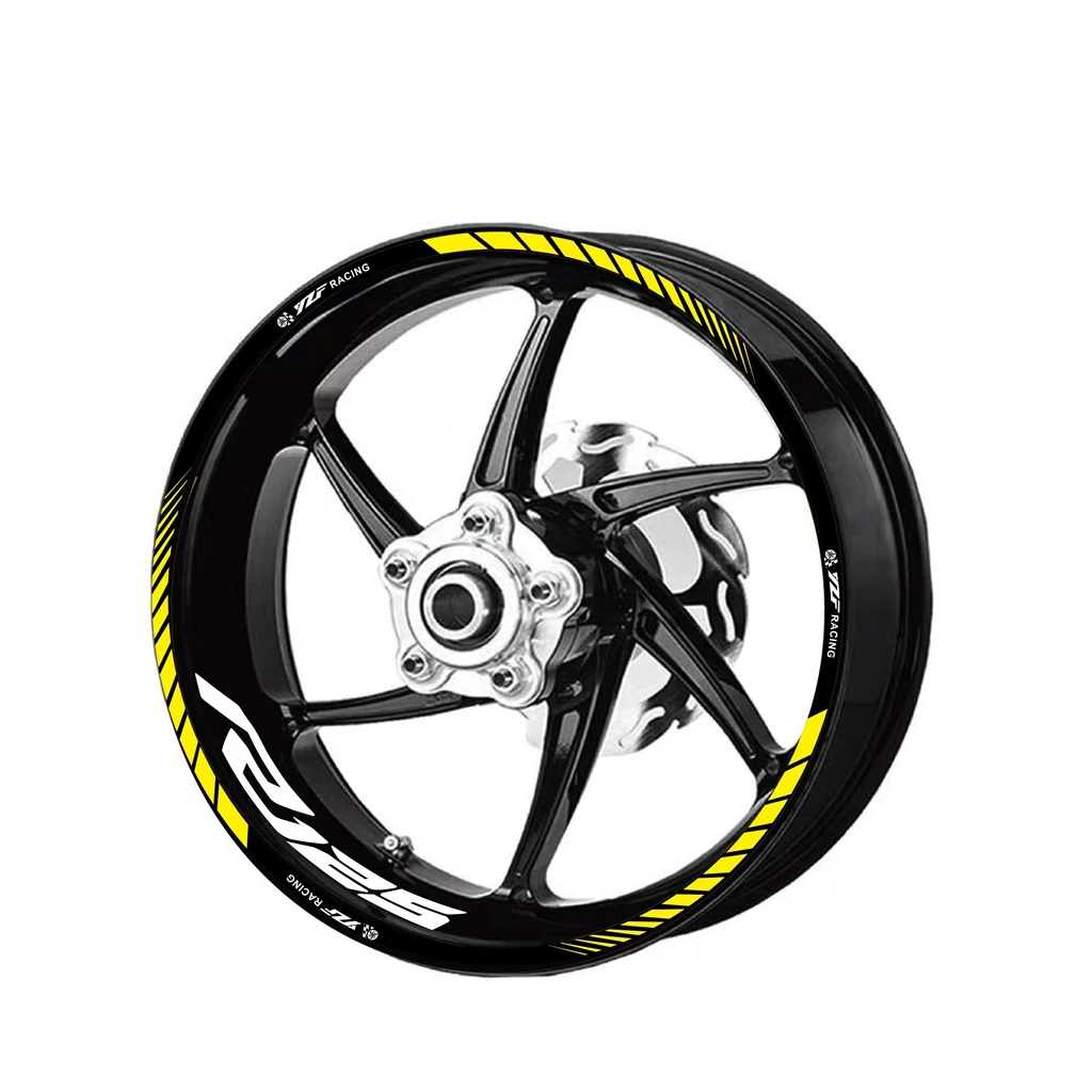 Motocicleta Logo para Yamaha YZF R125, 17 "Inner e Outer Wheel, Rim Hub Decal Decoração, impermeável adesivo reflexivo de alta