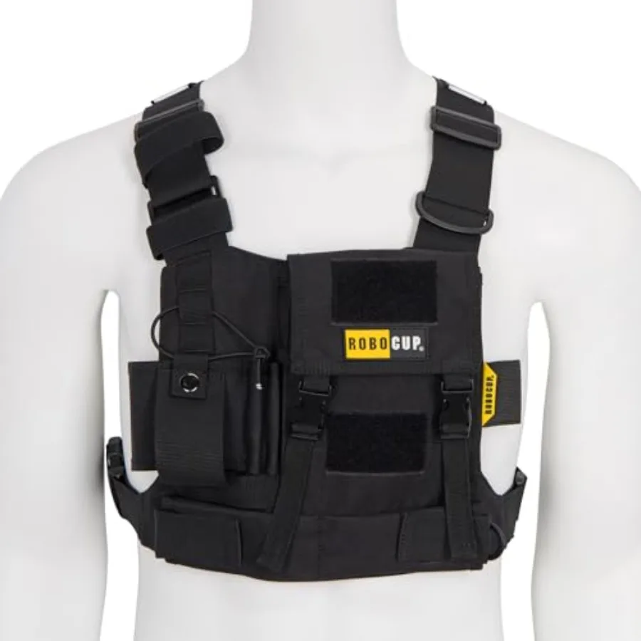 

Radio Chest Harness Vest - Adjustable Utility Organizer with Silent Buckle Closure - Full-Size Ham Radio Pouch Secure Fit Work