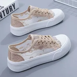 New Sneakers Women Casual Shoes Fashion Breathable lace Mesh Flat Shoes Women 2024 Tenis Feminino White Ladies jogging Shoes