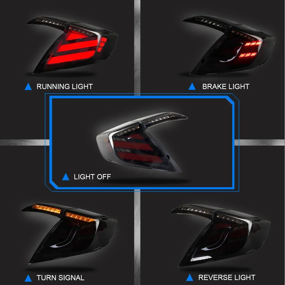 

TYPY новый светодиодный задний фонарь, обновленный, модифицированный для Honda Civic 10th задний фонарь 2016-2021, динамический сигнальный задний фонарь, автоаксессуары