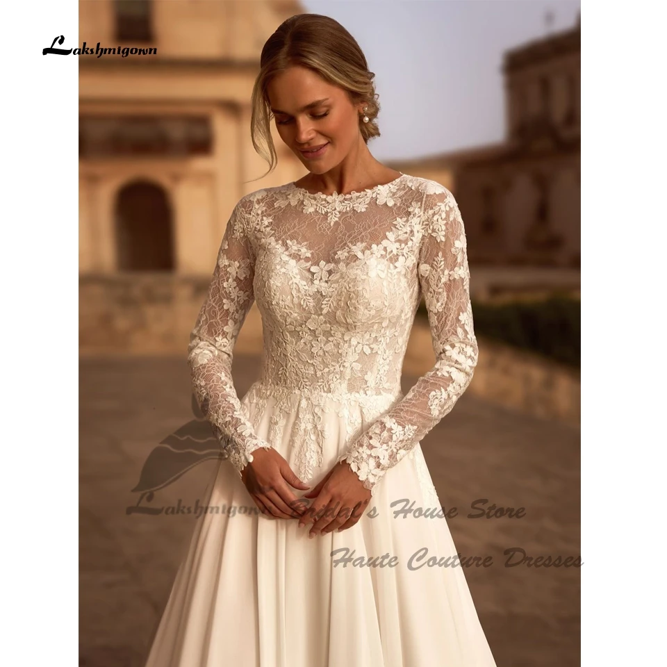 Lakshmigown Civil Langarm Strand-Hochzeitskleider 2026 Vestidos A-Linie Spitze Boho Brautkleider Illusion Rücken Maßanfertigung – Detail 4