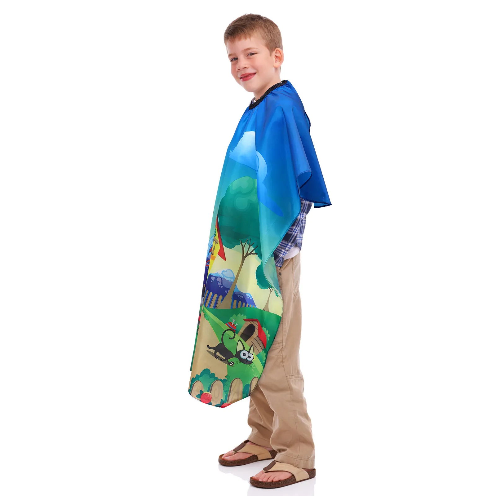 

Kids Hair Cutting Cape Lightweight Waterproof Cartoon Design Hairdressing Apron Salon Home Use Children Haircut