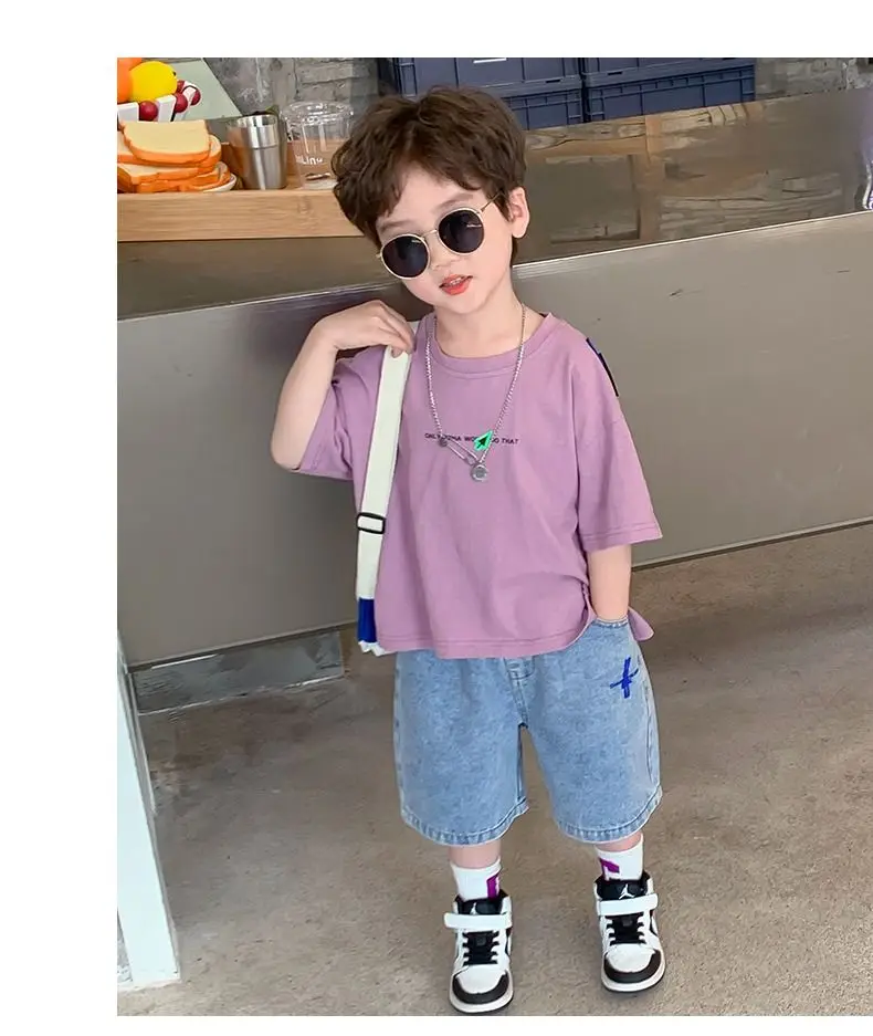 1-8Y Boys' summer short sleeve T-shirt shorts new children handsome Korean two-piece set 90cm 100cm 110cm 120cm 130cm 140cm