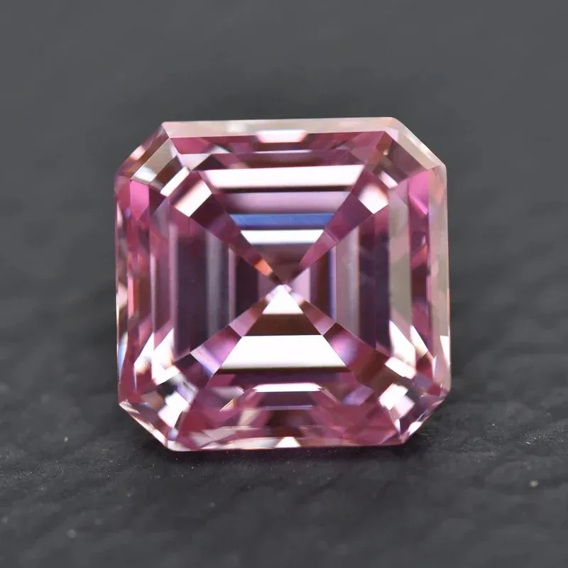 

0,5-5,0 карат муассанит, огранка Asscher, Сакура, розовый цвет, с сертификатом GRA, тестер бриллиантов, подвески для драгоценных камней, изготовление ювелирных изделий