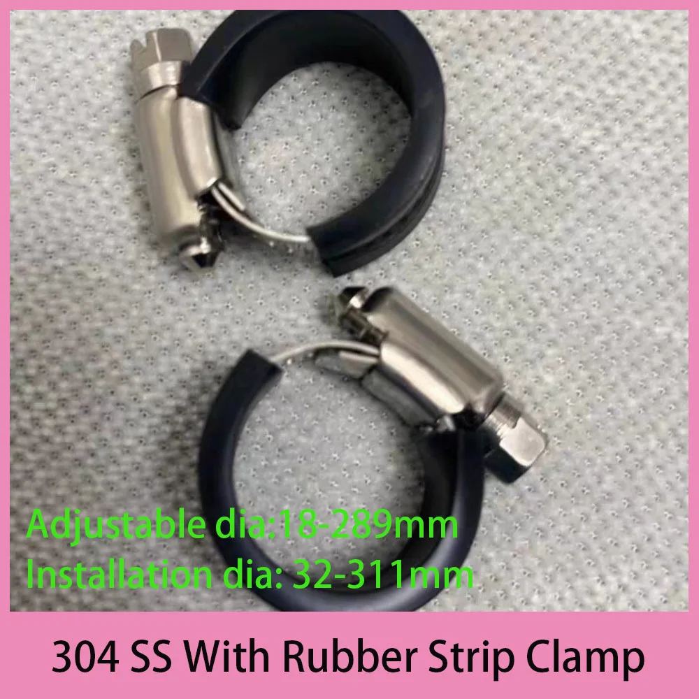 304 Stainless Steel Rubber Strip American Style Clamp Handle Clamp Thickened Pipe Clamp Throat Clamp Pipe Clamp
