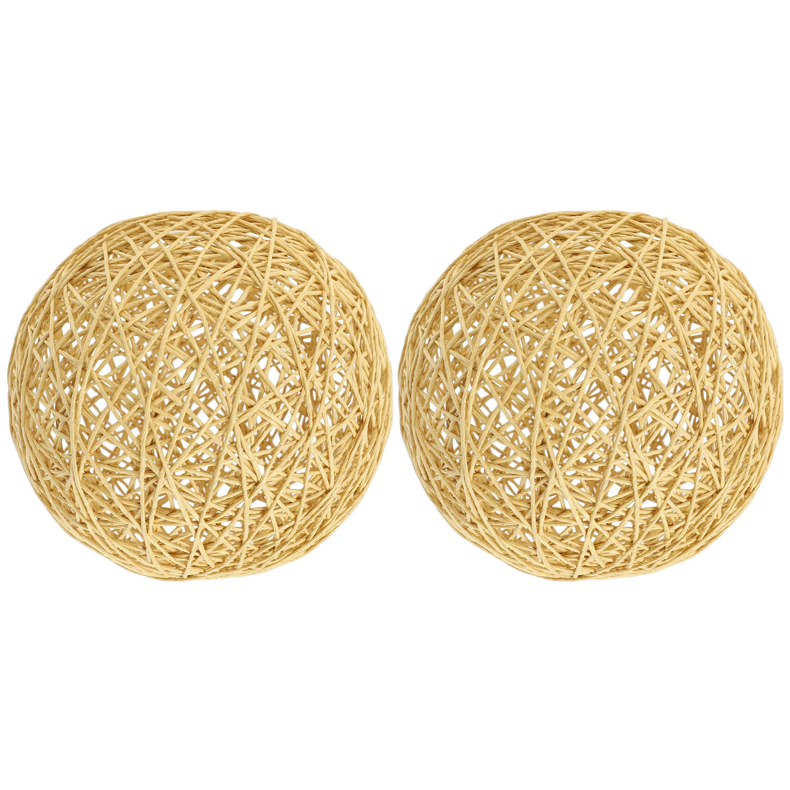 

2pcs Lampshade Woven Rattan Style Simple Indoor Light Cover Wall Floor Bedside Diffuse Lighting Warm Atmosphere Cotton Linen