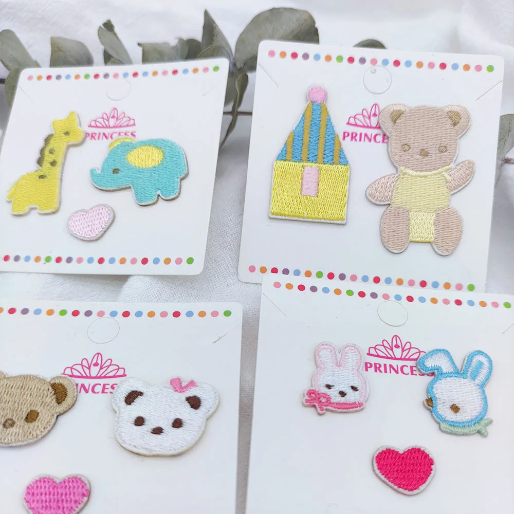 Cute Animal Bear Giraffe Elephant Self-adhesive Embroidery Patch Decorative Phone Case Bag Shoes Hats Clothing Scratch Patch