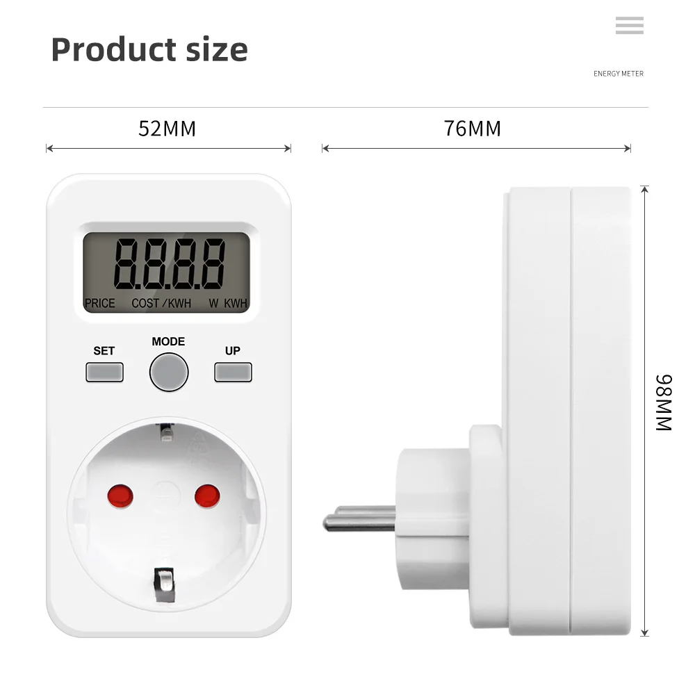 KWE-PMB03 Digital Voltage Power Meter Socket AC Electricity Wattmeter Socket Power Consumption Analyzer Watt Energy Monitor