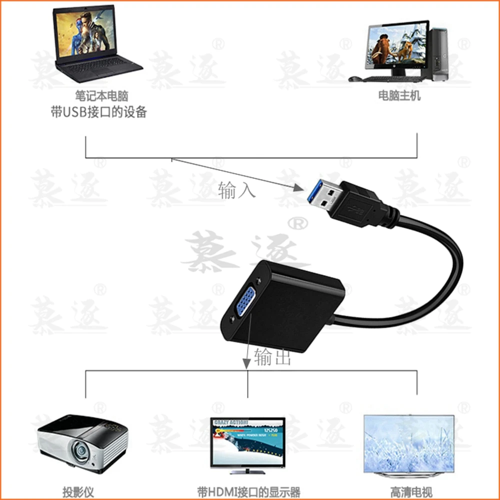 

2020 NEW High quality USB 3.0 To VGA Video display Adapter Cable Multi-display Converter Adapter For PC Laptop Windows 7/8/10