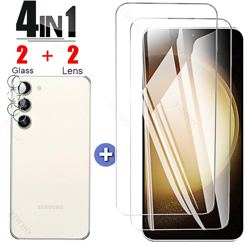 4in1 Protection Glass for Samsung Galaxy S23+ S 23 + S23 SM-S916B Screen Protector Fingerprint Unlock Tempered Glass Camera Lens