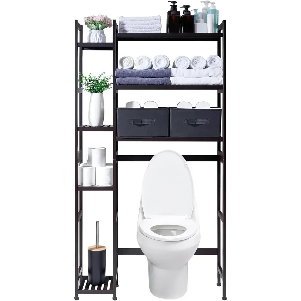 

Bathroom cabinet storage with baskets and drawers with adjustable shelves and waterproof foot mats, bathroom storage shelves