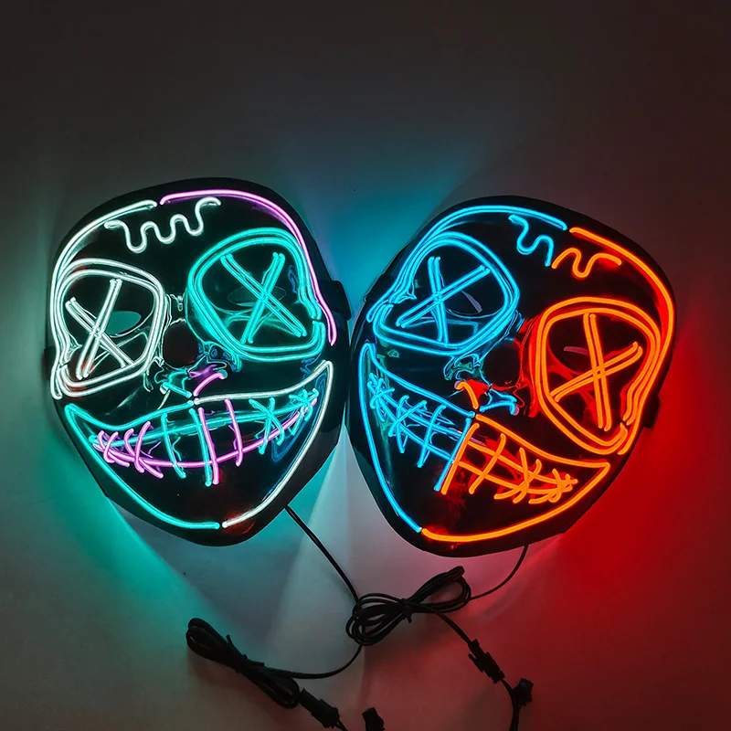 Gorgeous luminous Purge Masks Halloween LED Light Up Mask Scary Glowing full face Mask for Men Women Cosplay Costumes