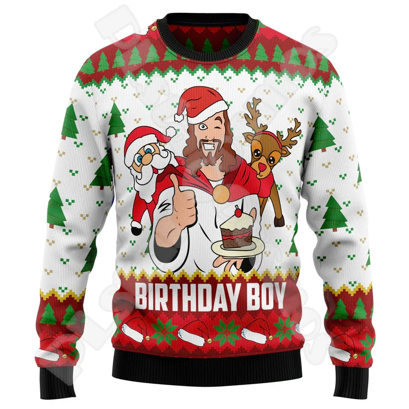 

Halloween Christmas Santa Claus Graffiti Vintage Retro Winter Ugly Sweater 3DPrint Harajuku Pullover Casual Funny Long Sleeves 7