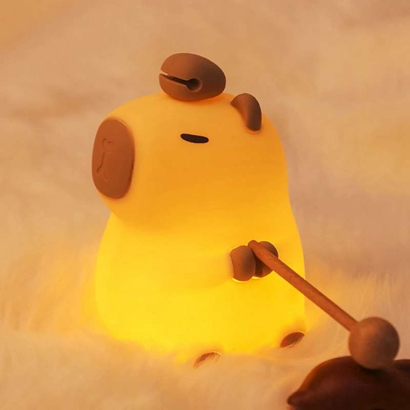 A29M-Capybara lampe de couchage batterie intégrée Animal chevet veilleuse Silicone Capybara forme pépinière lumières pour les enfants