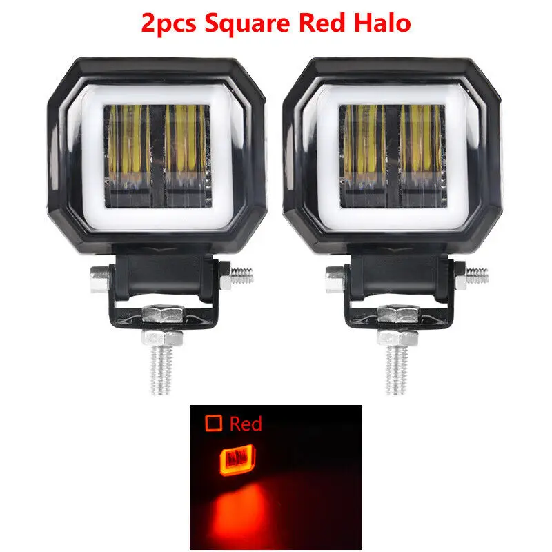 2 stücke 3 zoll 12 V 24 V 6000 K LED Arbeit Licht Bar Spot Fahren LED Scheinwerfer Arbeit Lampe Nebel Pods DRL Rot Halo Offroad 4WD ATV SUV – Detail 4